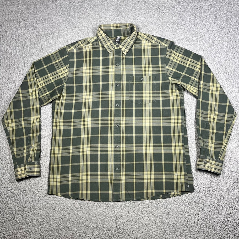 Mountain Hardwear Button Down Shirt Mens Large Green Plaid Long Sleeve‎ OM8011